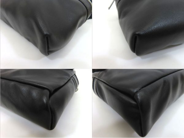 1240102007 04 Saint Laurent Leather Pouch Bag Black