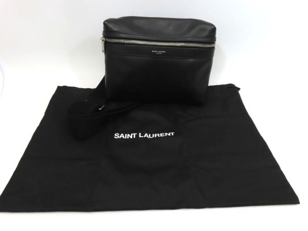 1240102007 12 Saint Laurent Leather Pouch Bag Black