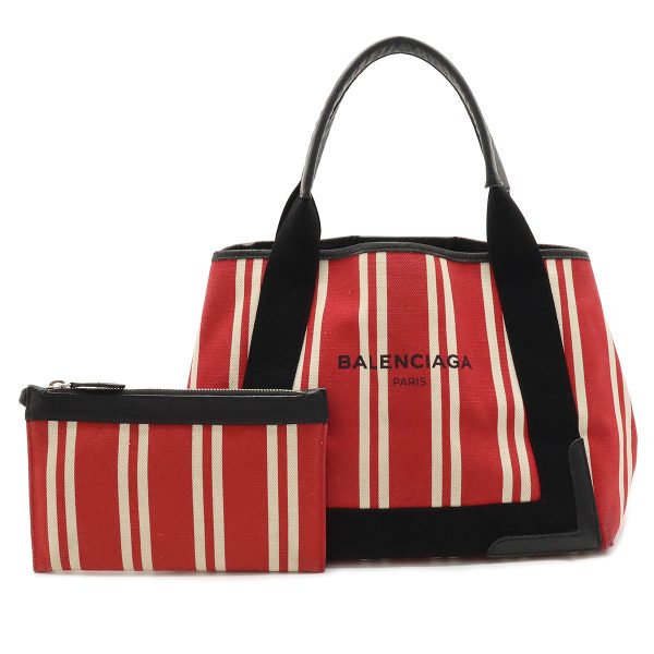 12410198 1 Balenciaga Navy Hippo Striped Tote Bag Canvas Red Black