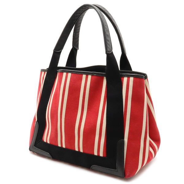 12410198 2 Balenciaga Navy Hippo Striped Tote Bag Canvas Red Black