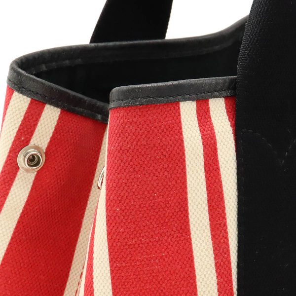 12410198 6 Balenciaga Navy Hippo Striped Tote Bag Canvas Red Black