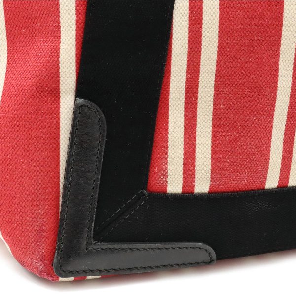 12410198 7 Balenciaga Navy Hippo Striped Tote Bag Canvas Red Black