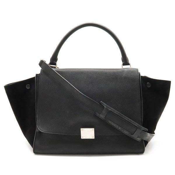 12410390 1 Celine Trapeze 2WAY Shoulder Leather Suede Black