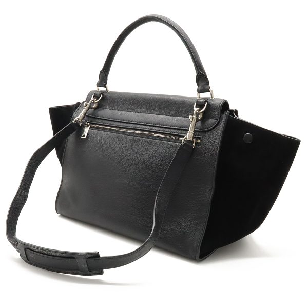 12410390 2 Celine Trapeze 2WAY Shoulder Leather Suede Black