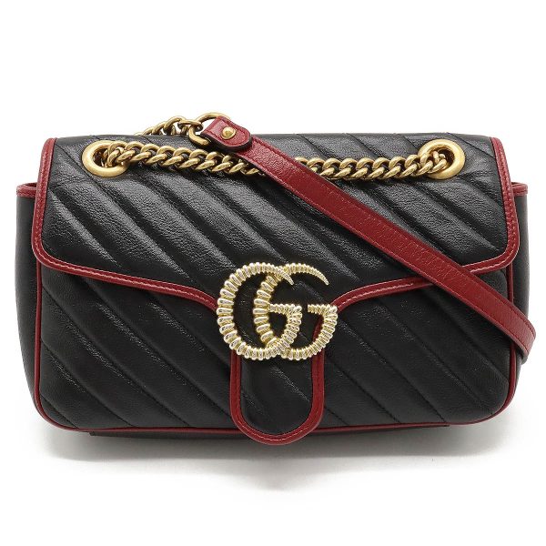 12410583 1 Gucci GG Marmont Chain Shoulder Bag Leather Black Red