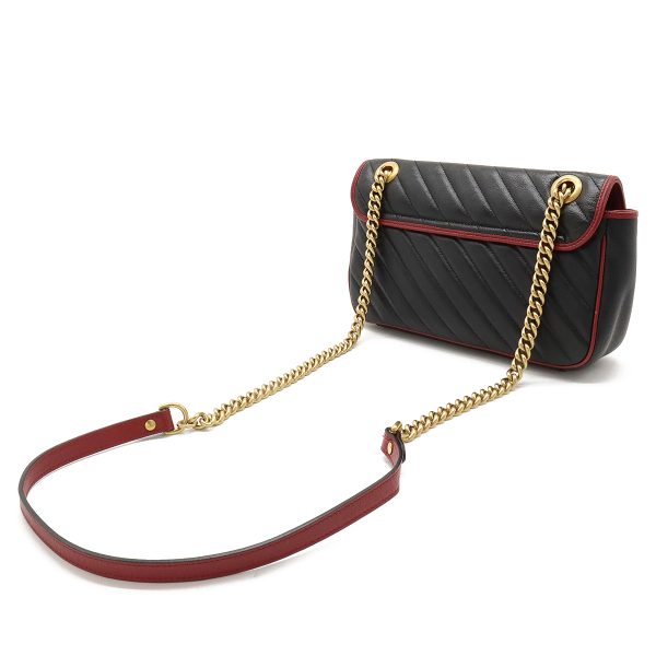 12410583 2 Gucci GG Marmont Chain Shoulder Bag Leather Black Red