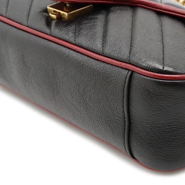 12410583 3 Gucci GG Marmont Chain Shoulder Bag Leather Black Red