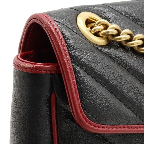 12410583 6 Gucci GG Marmont Chain Shoulder Bag Leather Black Red