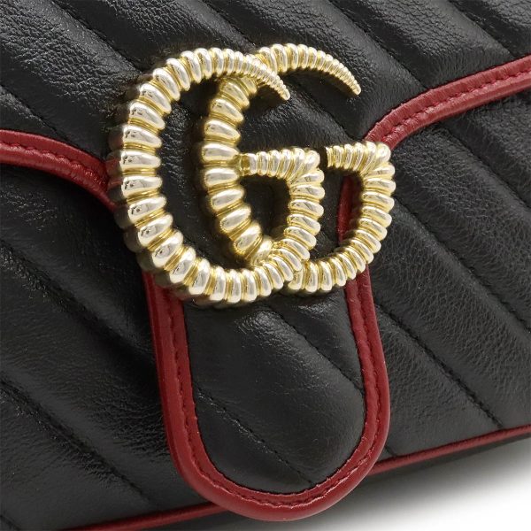 12410583 8 Gucci GG Marmont Chain Shoulder Bag Leather Black Red