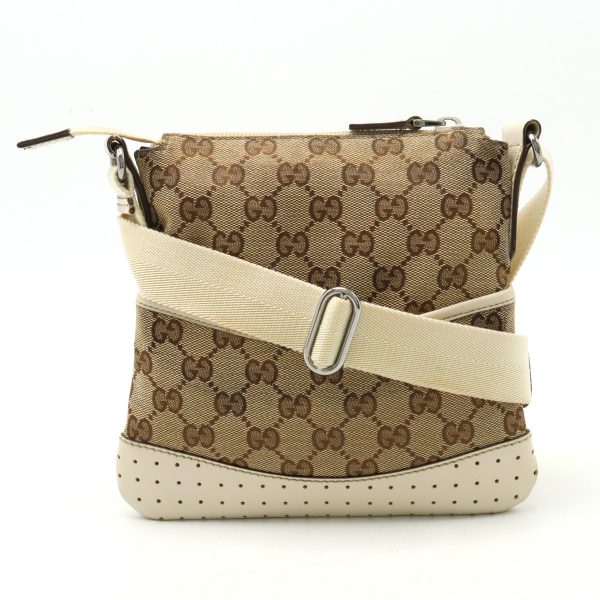 12410683 1 Gucci GG Canvas Crossbody Bag Leather Beige Ivory