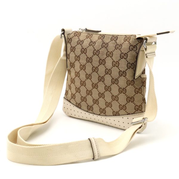 12410683 2 Gucci GG Canvas Crossbody Bag Leather Beige Ivory