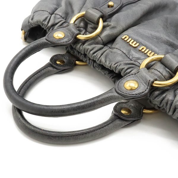 12420659 4 Miu Miu Gathered Tote Bag Processing Leather Gray