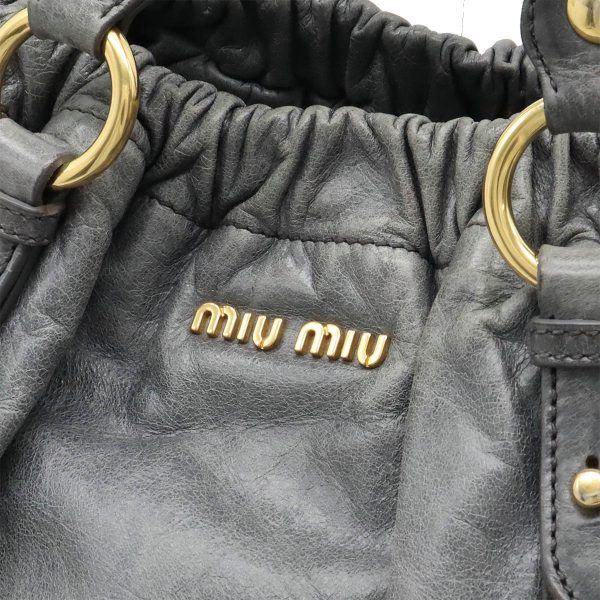 12420659 8 Miu Miu Gathered Tote Bag Processing Leather Gray