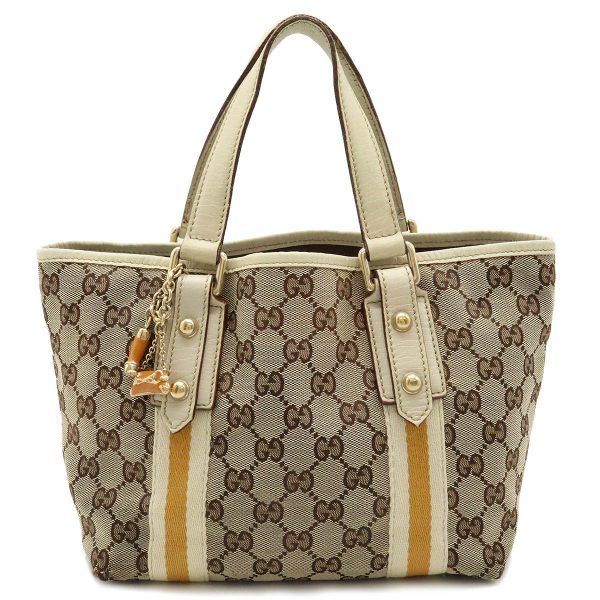 12420669 1 Gucci GG Supreme Tote Bag PVC Leather Beige Black