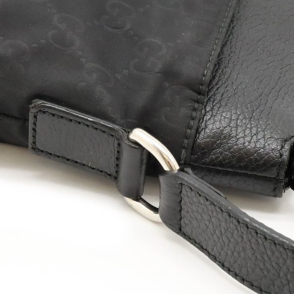 12420692 8 Gucci GG Nylon Shoulder Bag Leather Black