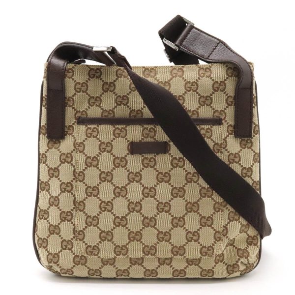 12420779 1 Gucci GG Canvas Shoulder Bag Khaki Beige Dark Brown