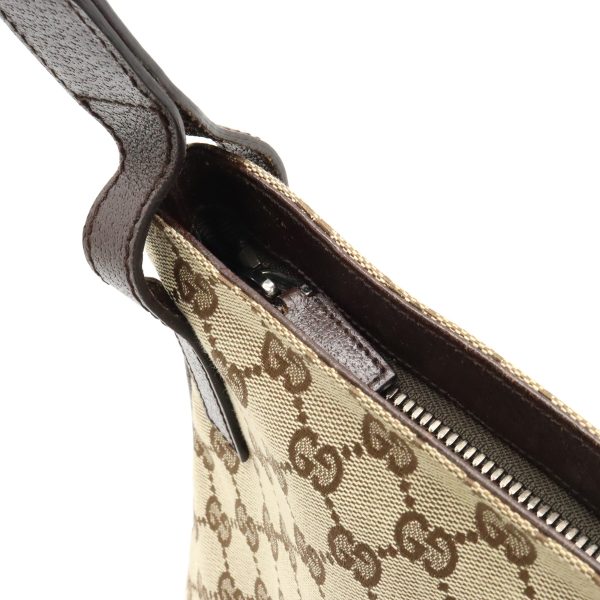 12420779 4 Gucci GG Canvas Shoulder Bag Khaki Beige Dark Brown