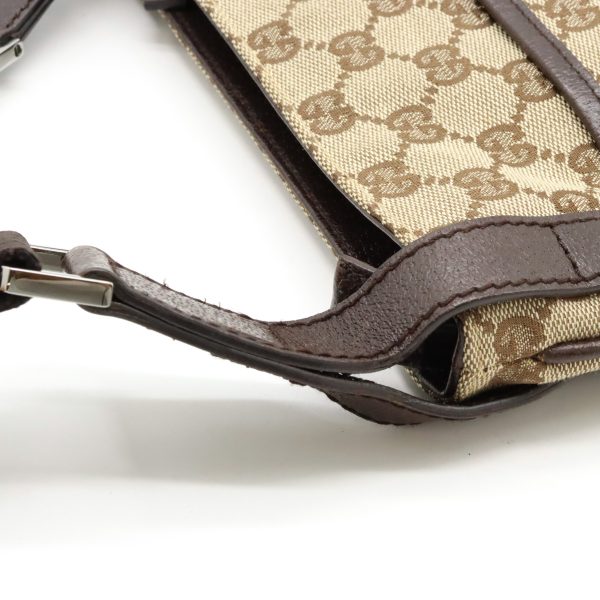 12420779 6 Gucci GG Canvas Shoulder Bag Khaki Beige Dark Brown