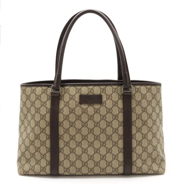 12420785 1 Gucci GG Supreme Tote Bag PVC Leather Khaki Brown