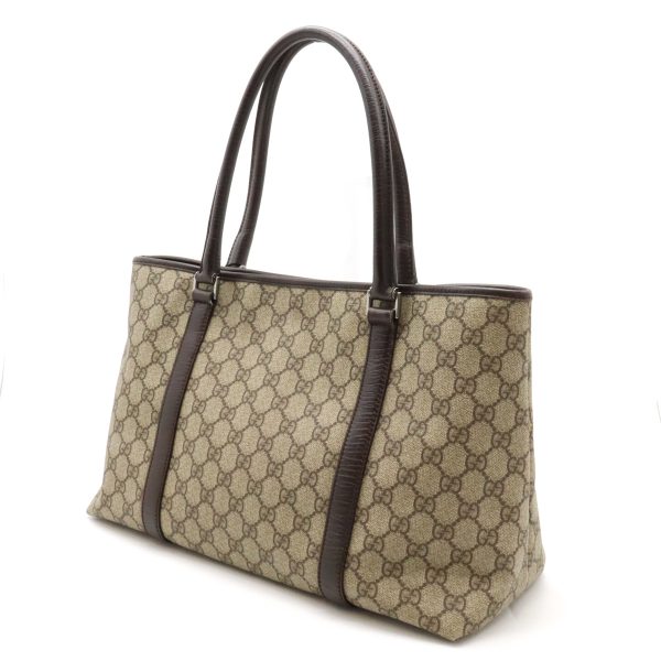 12420785 2 Gucci GG Supreme Tote Bag PVC Leather Khaki Brown