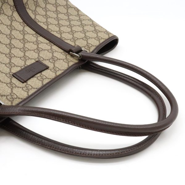 12420785 4 Gucci GG Supreme Tote Bag PVC Leather Khaki Brown