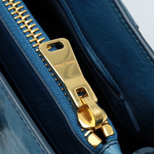 12430196 4 Miu Miu Vitello Shine Handbag Leather Oceano Blue