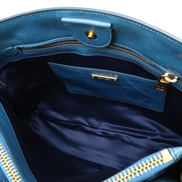 12430196 5 Miu Miu Vitello Shine Handbag Leather Oceano Blue