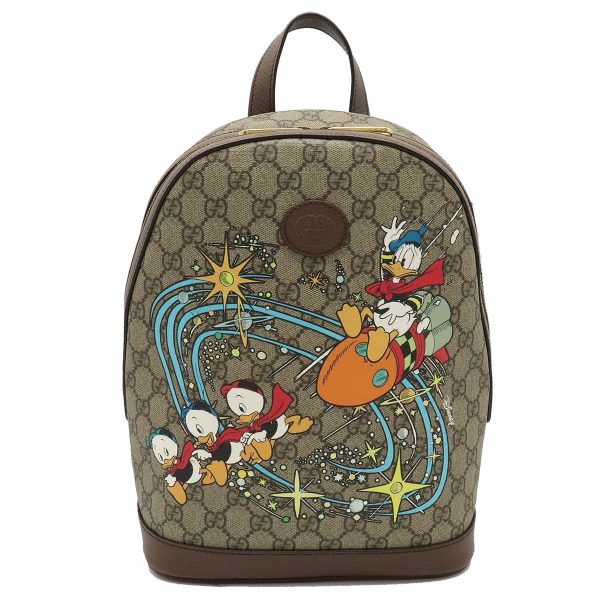 12430213 1 Gucci GG Supreme Disney Rucksack Backpack PVC Leather Khaki Beige