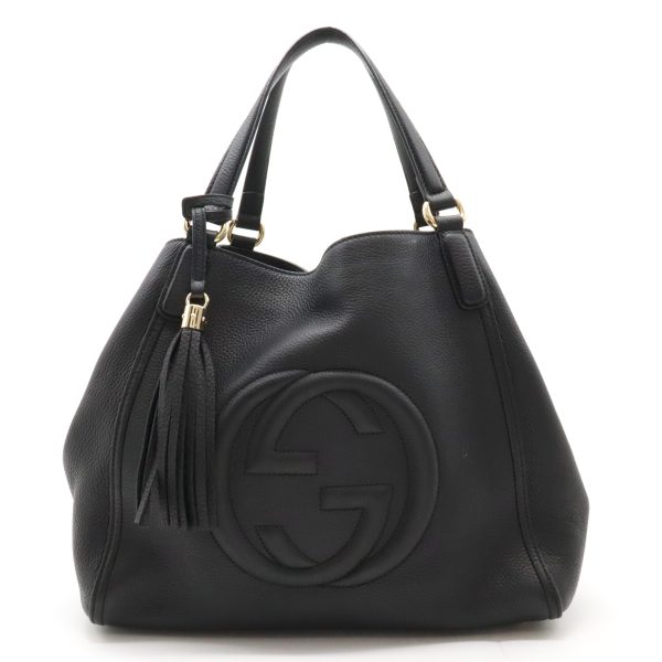 12430279 1 Gucci Soho Fringe Tote Bag Leather Black