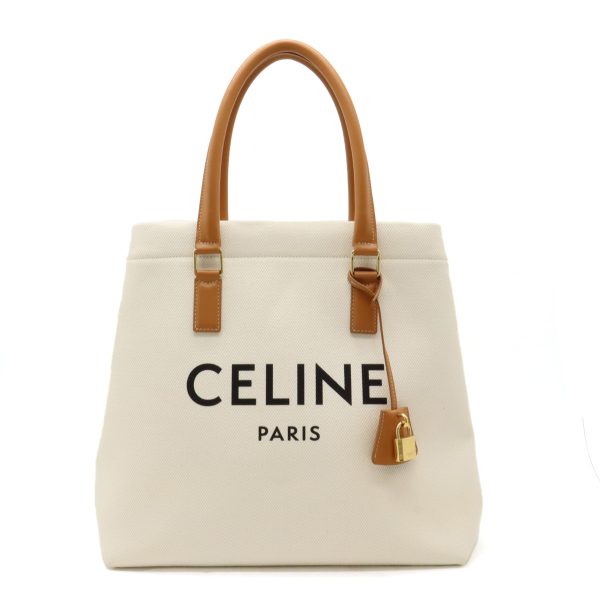 12430289 1 Celine Horizontal Hippo Print Tote Canvas Leather Tan