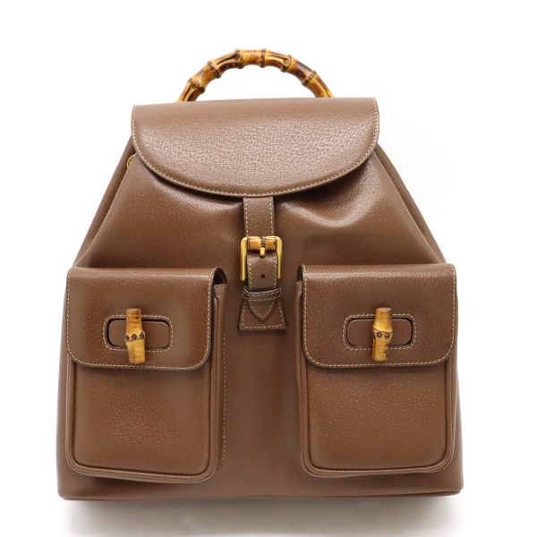 12430313 1 Gucci Bamboo Rucksack Backpack Leather Brown