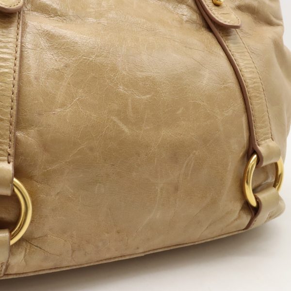 12430630 7 Miu Miu Handbag Tote 2way Shoulder Leather Beige