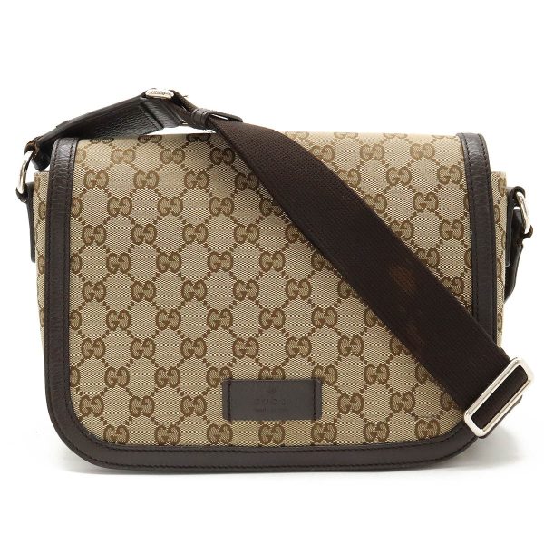 12430679 1 Gucci GG Canvas Leather Shoulder Bag Khaki Brown