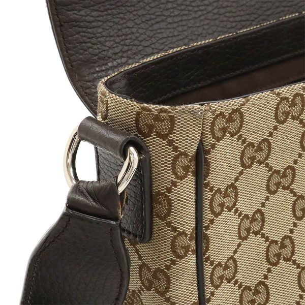 12430679 5 Gucci GG Canvas Leather Shoulder Bag Khaki Brown