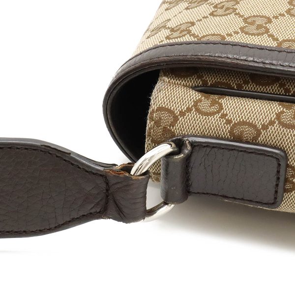 12430679 8 Gucci GG Canvas Leather Shoulder Bag Khaki Brown