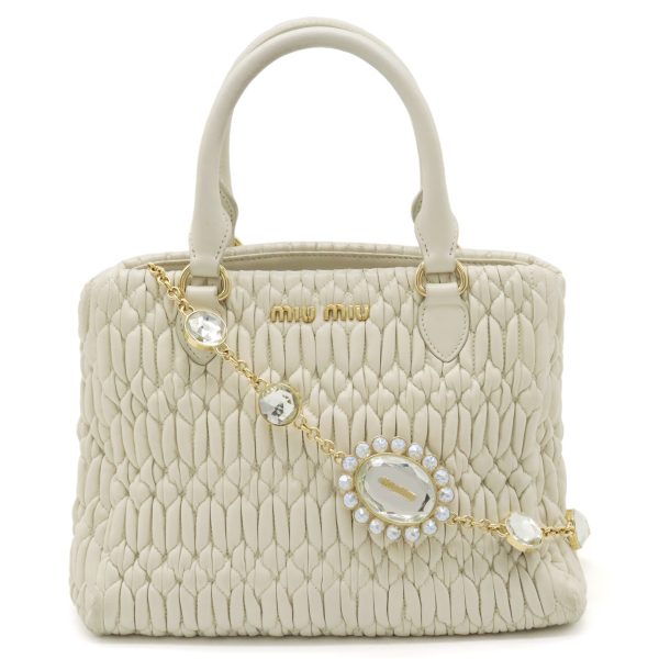 12430695 1 Miu Miu Nappa Crystal Matelasse Handbag White