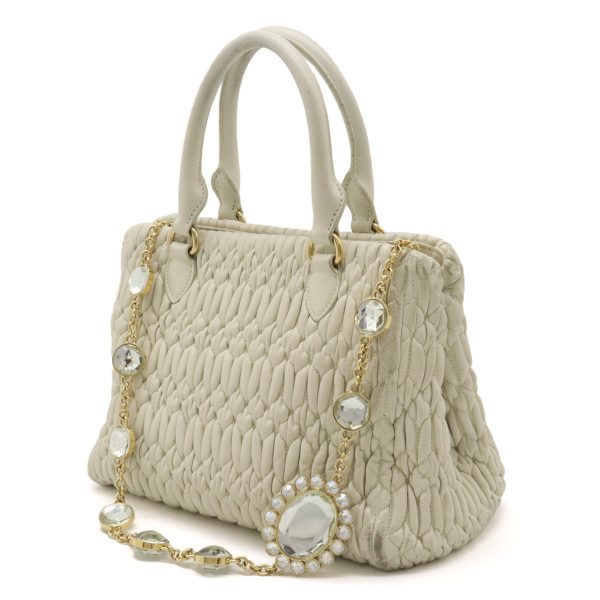 12430695 2 Miu Miu Nappa Crystal Matelasse Handbag White