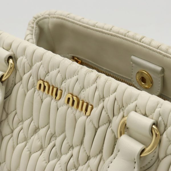 12430695 7 Miu Miu Nappa Crystal Matelasse Handbag White