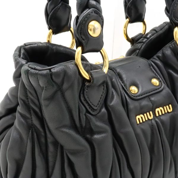 12430696 7 Miu Miu Matelasse Gathered Handbag Leather Black