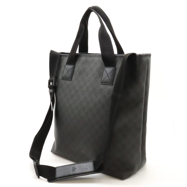 12430731 2 Gucci GG Supreme Tote Bag PVC Leather Dark Gray Black