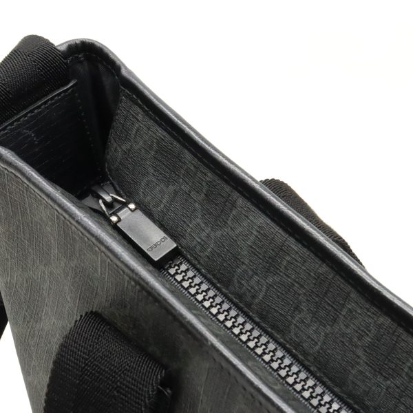 12430731 6 Gucci GG Supreme Tote Bag PVC Leather Dark Gray Black