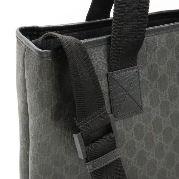 12430731 7 Gucci GG Supreme Tote Bag PVC Leather Dark Gray Black