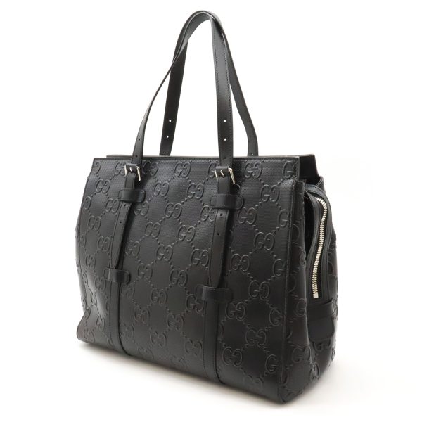 12430913 2 Gucci GG Embossed Tote Bag Leather Black