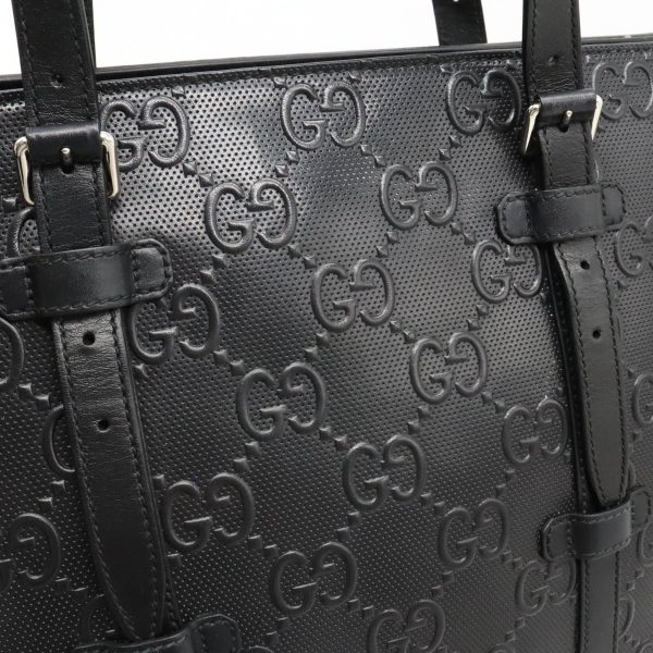 12430913 9 Gucci GG Embossed Tote Bag Leather Black