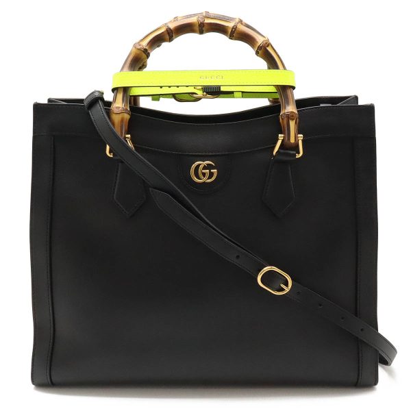 12430921 1 Gucci Diana Bamboo Top Handle Tote Bag Leather Black