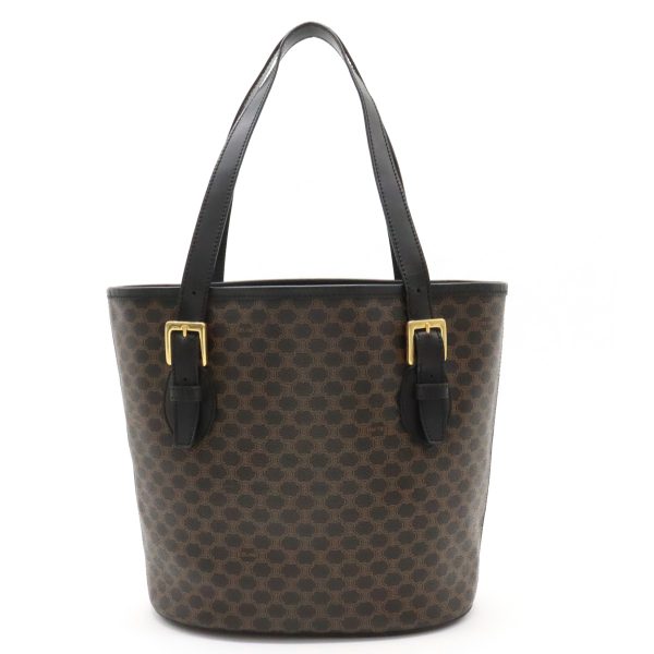 12440333 1 Celine Macadam Blason PVC Leather Tote Bag Black Brown