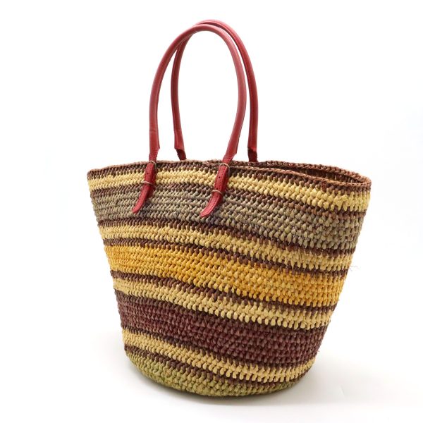 12440427 2 Balenciaga Basket Raffia Straw Leather Tote Bag Multicolor Red