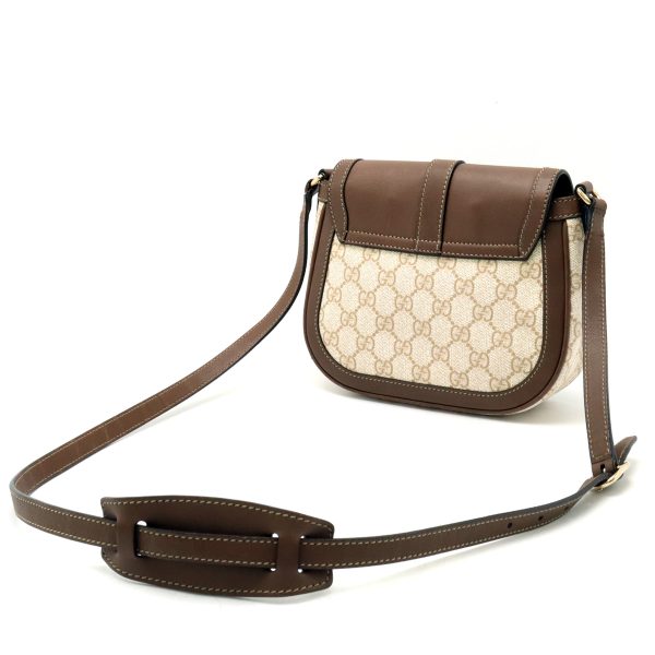 12440604 2 Gucci GG Supreme PVC Leather Shoulder Bag Ivory Brown