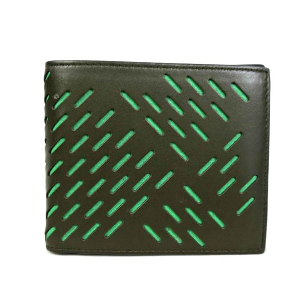 12467 1 Bottega Veneta Bicolor Punching Leather Bi Fold Wallet