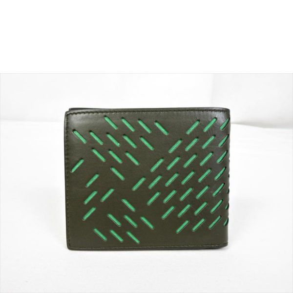 12467 2 Bottega Veneta Bicolor Punching Leather Bi Fold Wallet